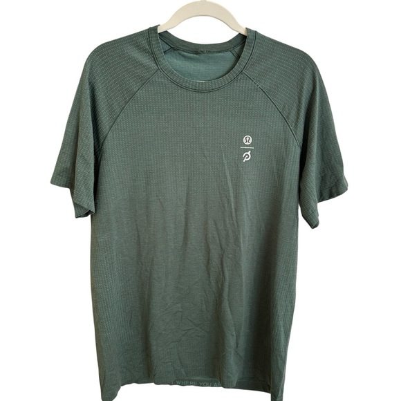 Lululemon Peloton Men’s Large Green Short Sleeve Workout Top Swiftly Tech Active - Picture 1 of 5
